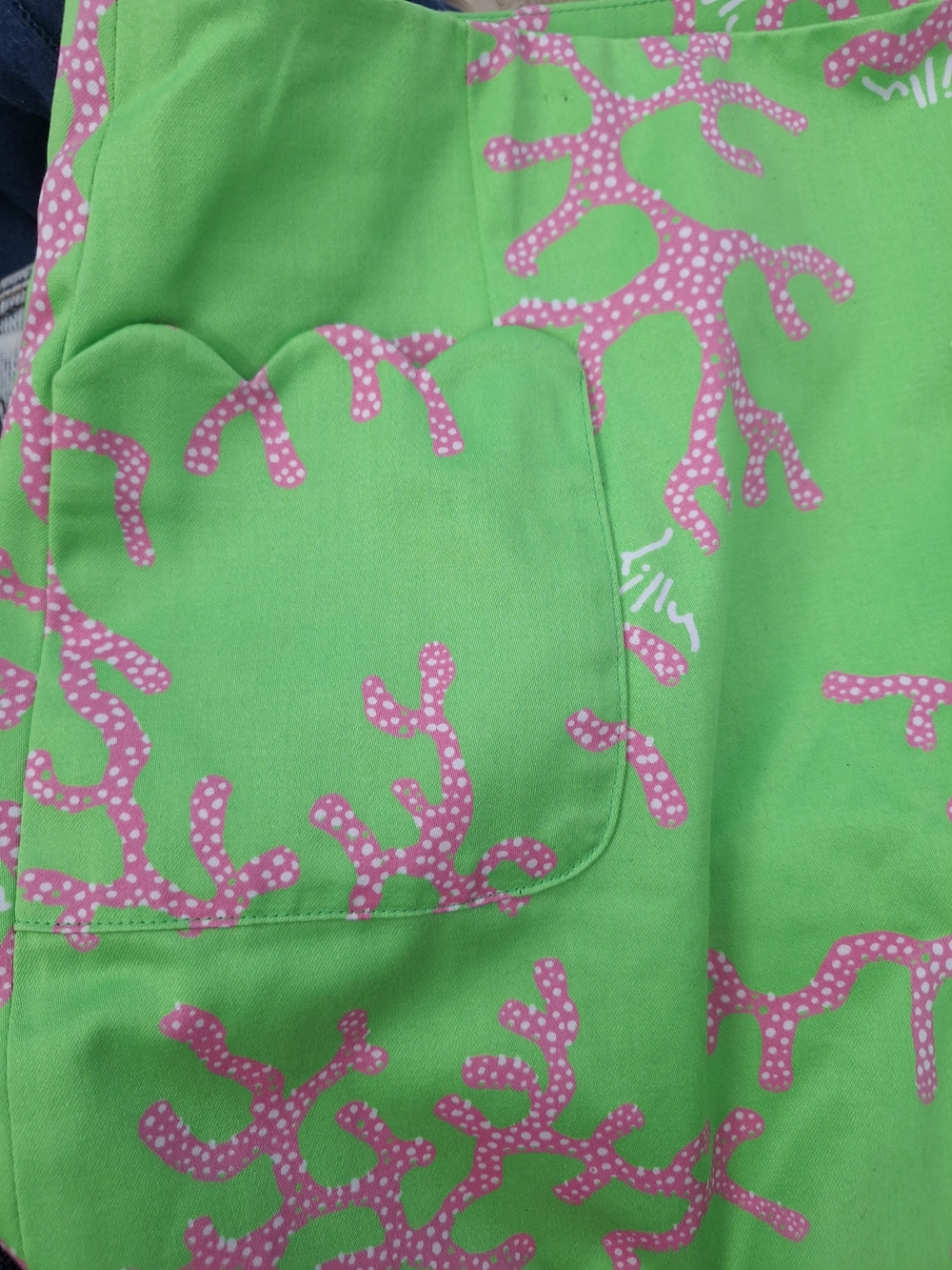 Lilly Pulitzer Lime Green Mini Skirt with Pink Coral Print - Picture 5 of 7